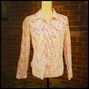 Maurices pink floral Button down shirt top blouse